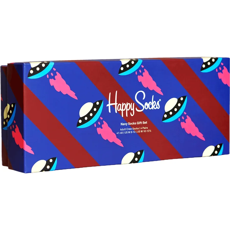 Happy Socks 4-pack Navy Socks Gift Set Burgundy