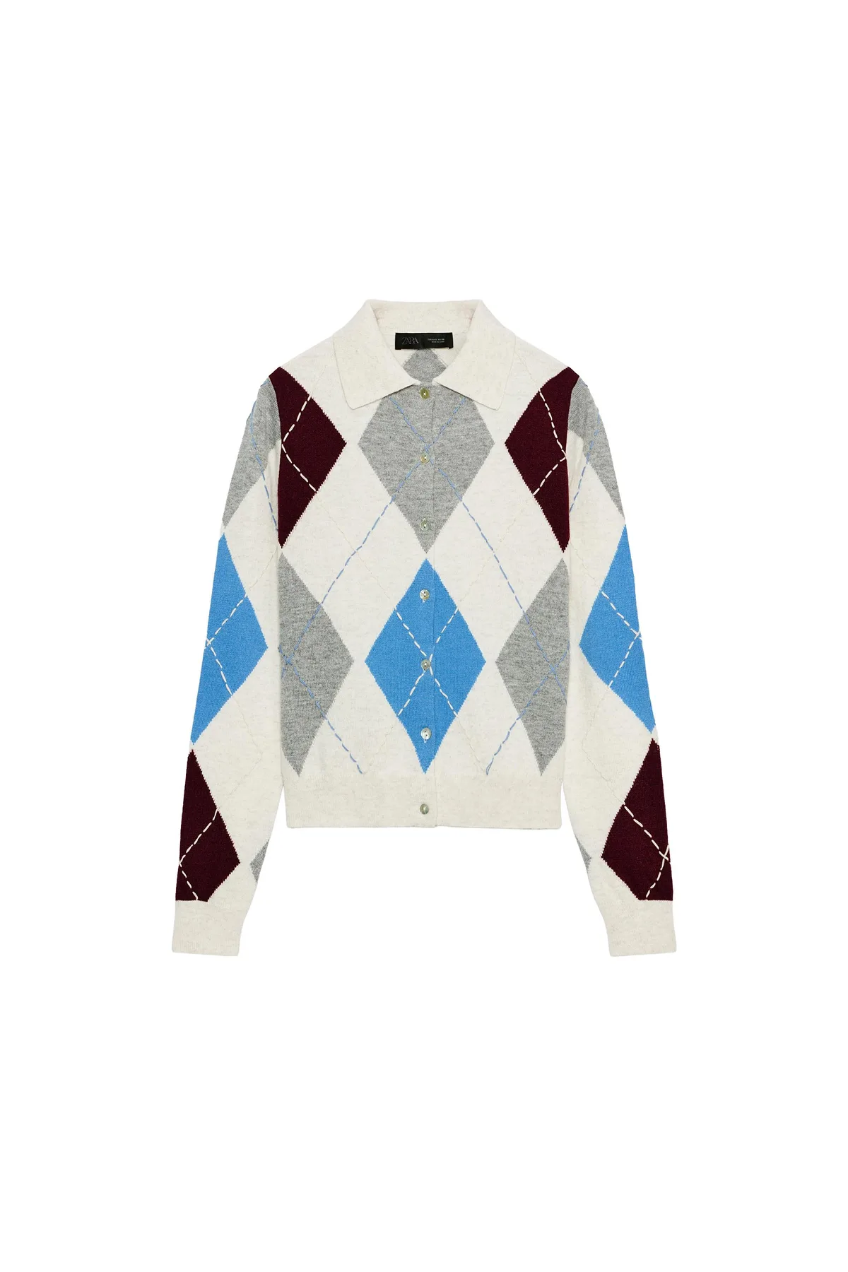 Zara Argyle Knit Cardigan