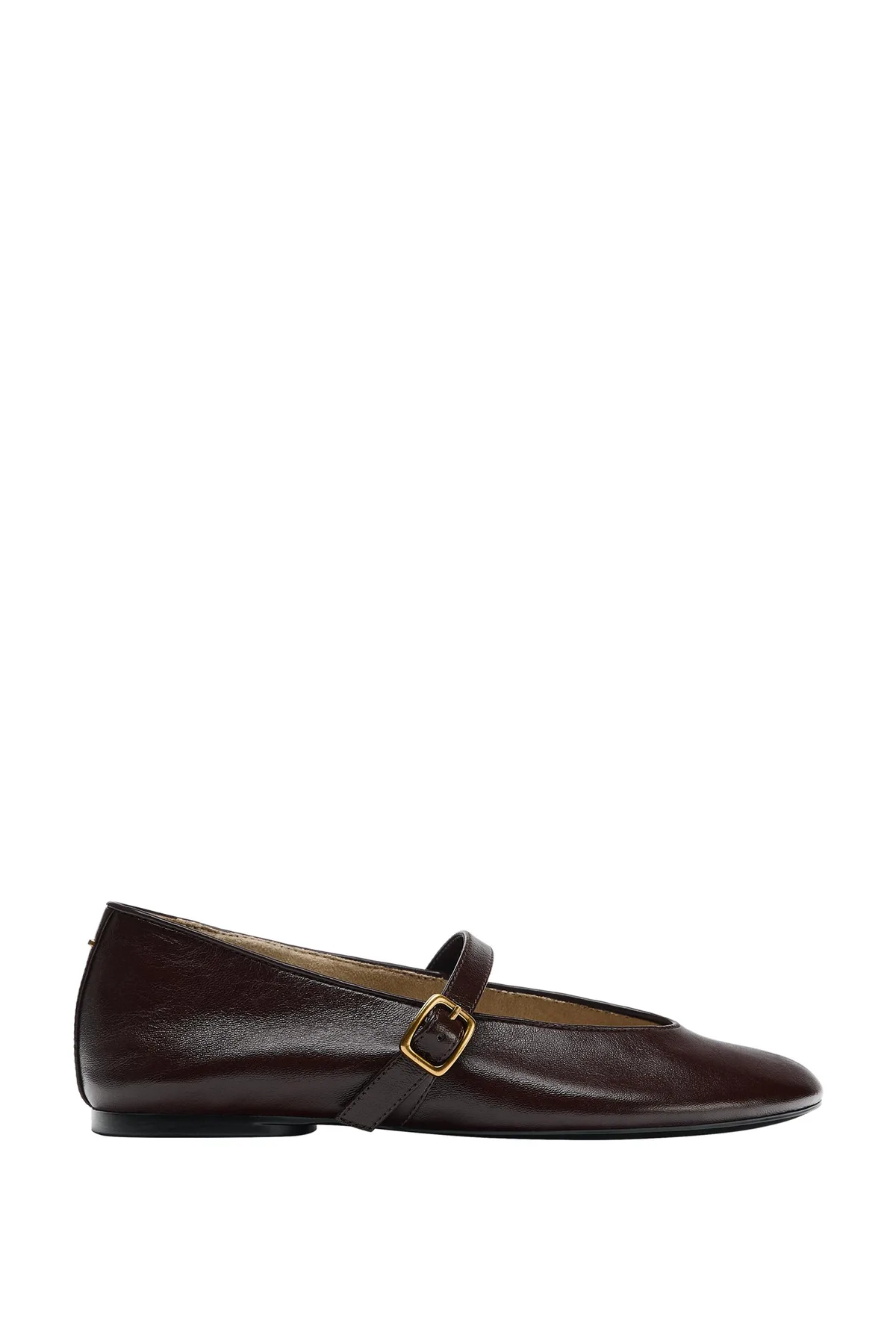 Zara Leather Buckle Ballet Flats
